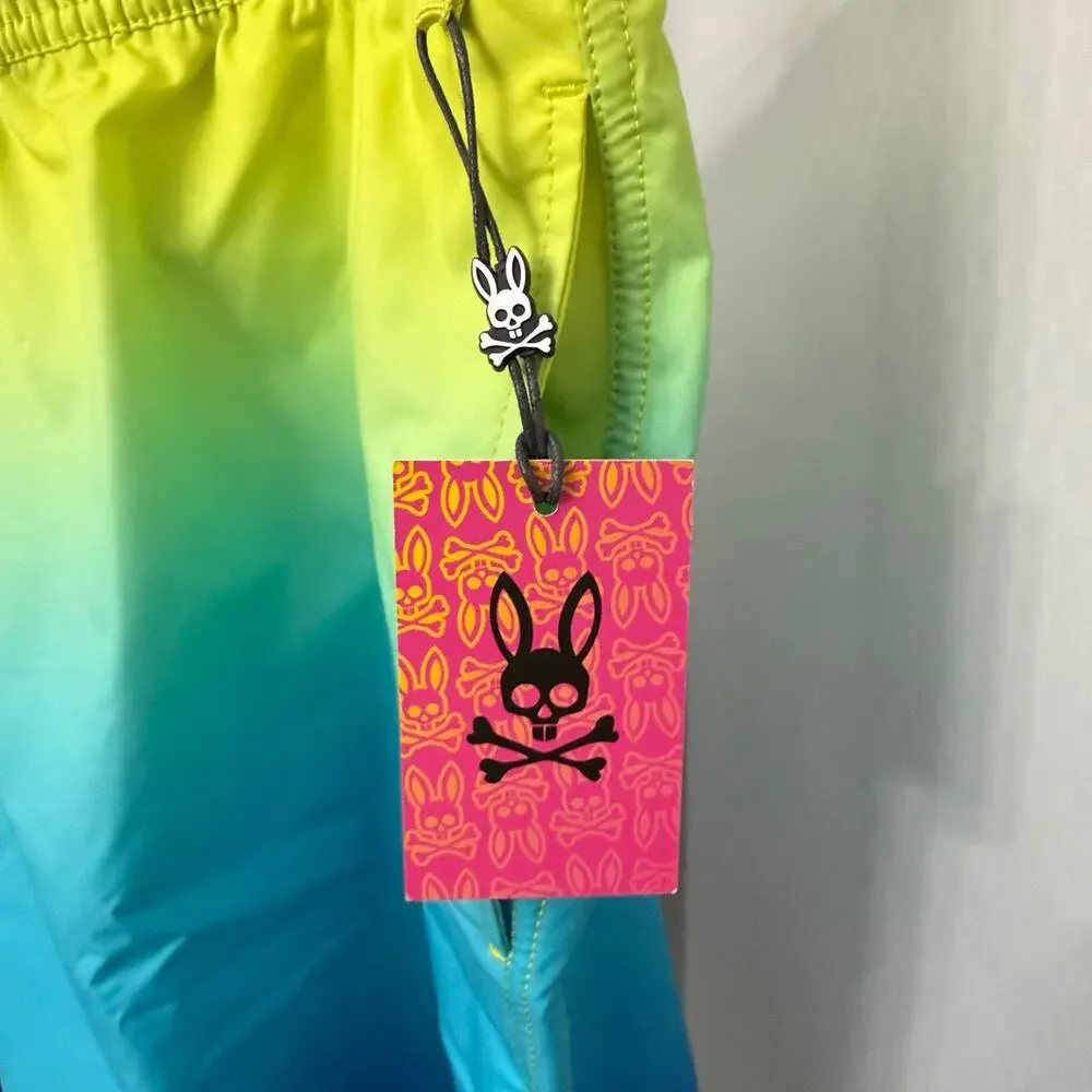 Psycho Bunny Swim Trunks Mens 3XL XXXL Malta Ombre Hydrochromic Lined Blue